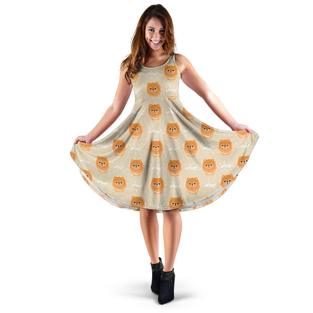 Pomeranian Dog Print Pattern Dress-grizzshop