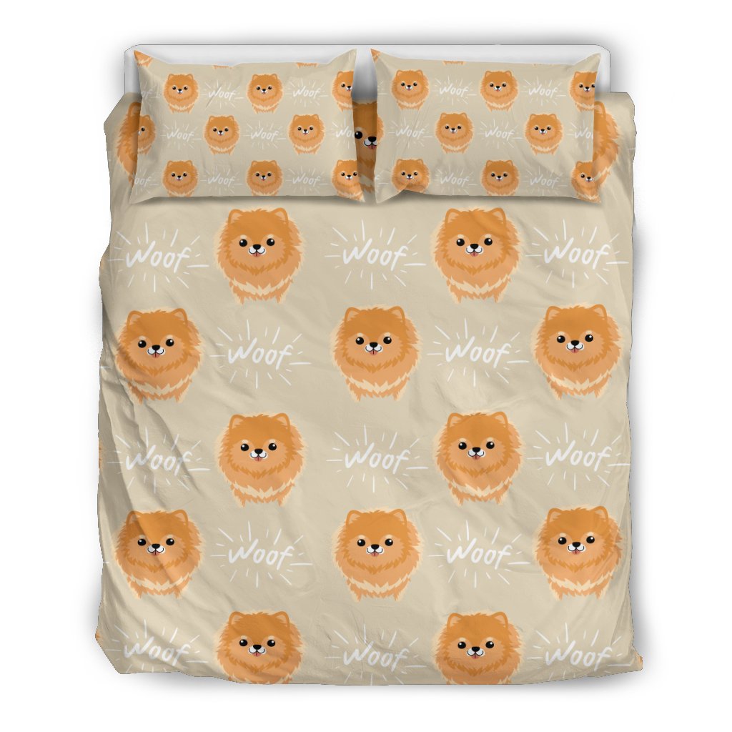 Pomeranian Dog Print Pattern Duvet Cover Bedding Set-grizzshop
