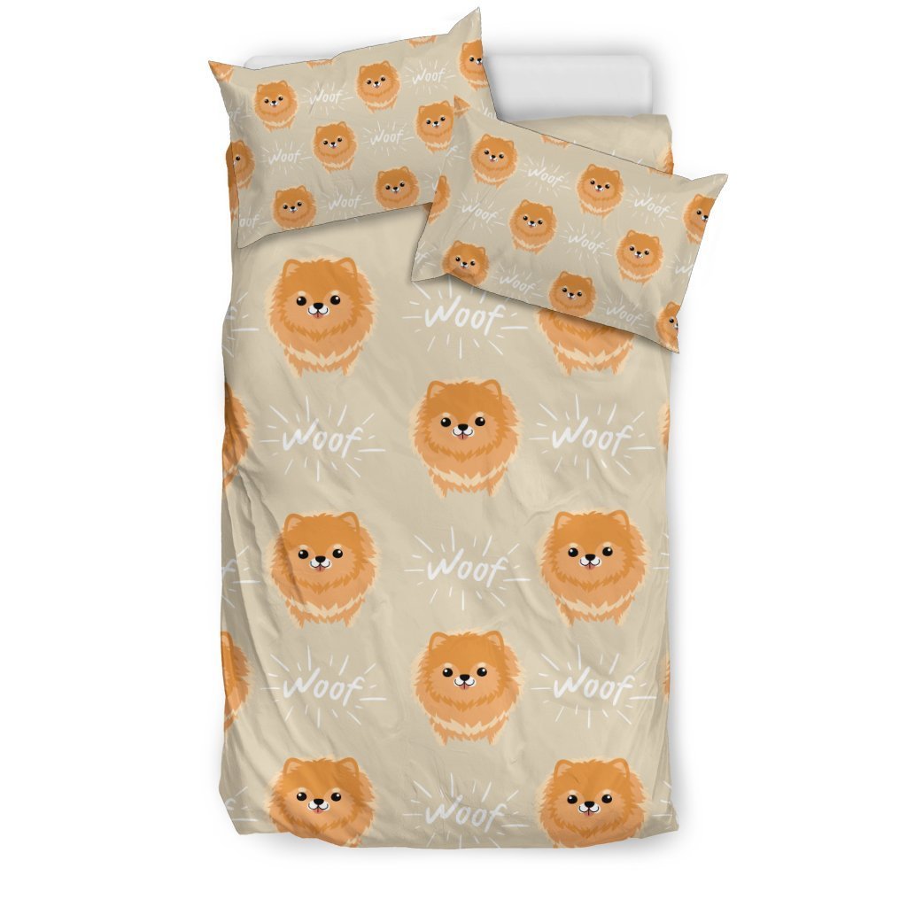 Pomeranian Dog Print Pattern Duvet Cover Bedding Set-grizzshop