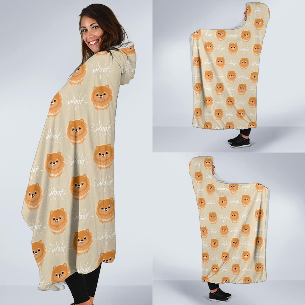 Pomeranian Dog Print Pattern Hooded Blanket-grizzshop