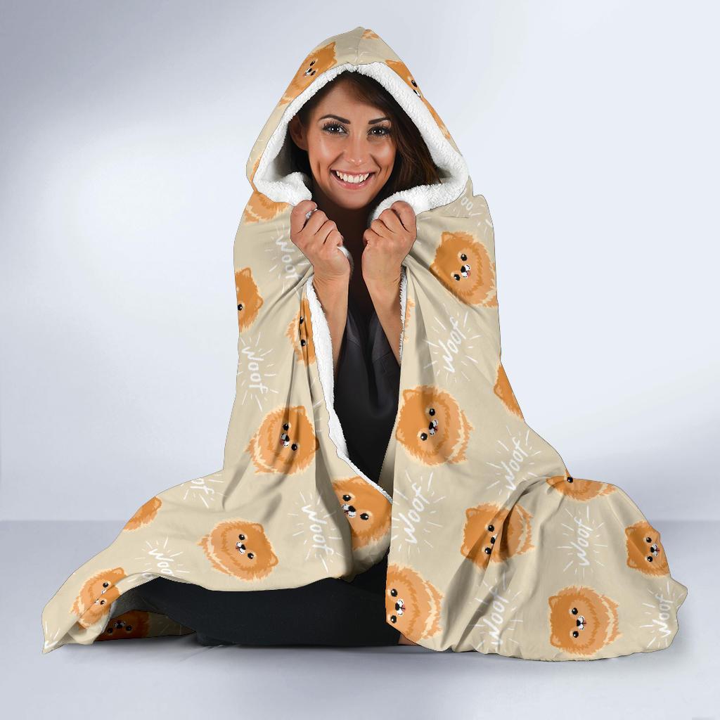Pomeranian Dog Print Pattern Hooded Blanket-grizzshop