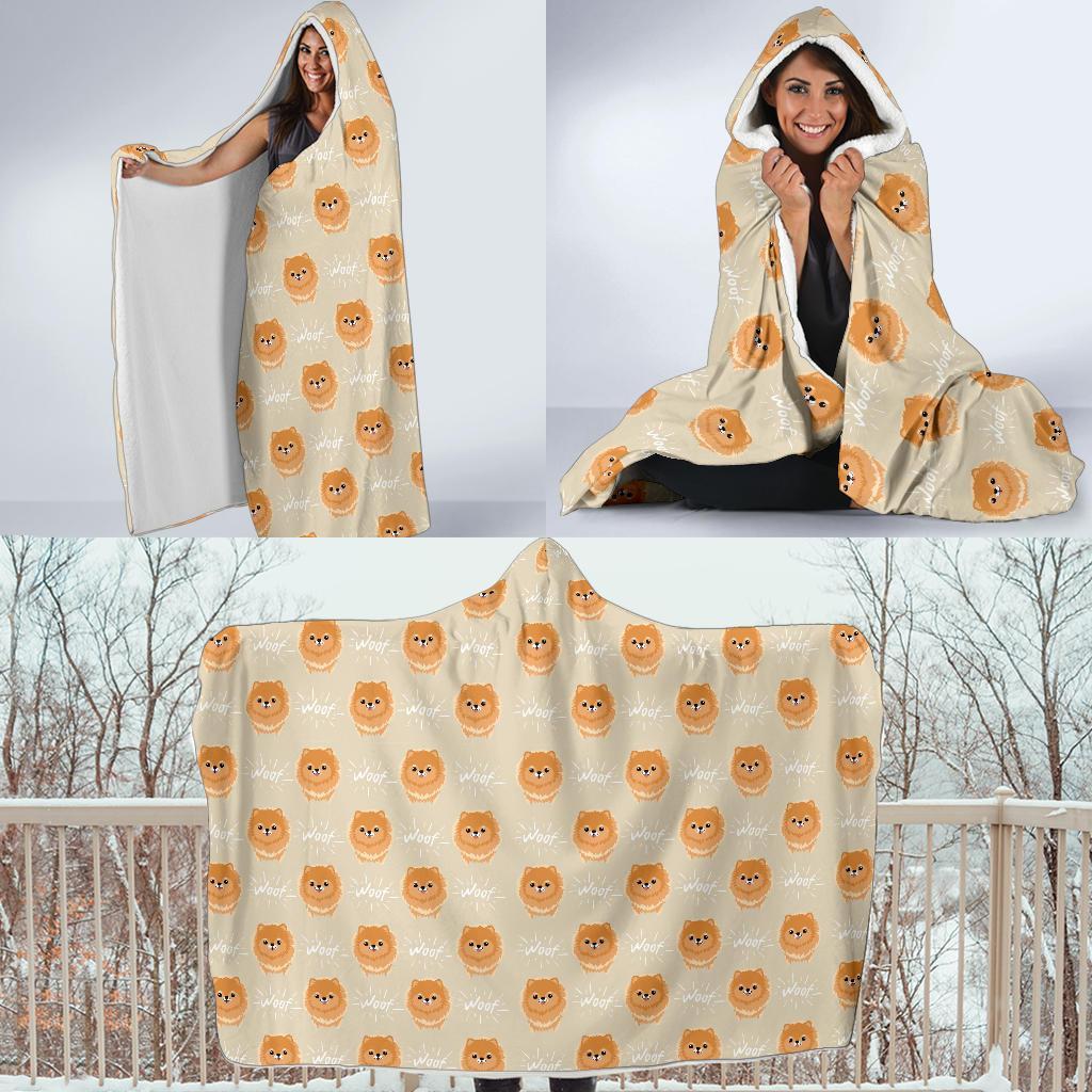 Pomeranian Dog Print Pattern Hooded Blanket-grizzshop