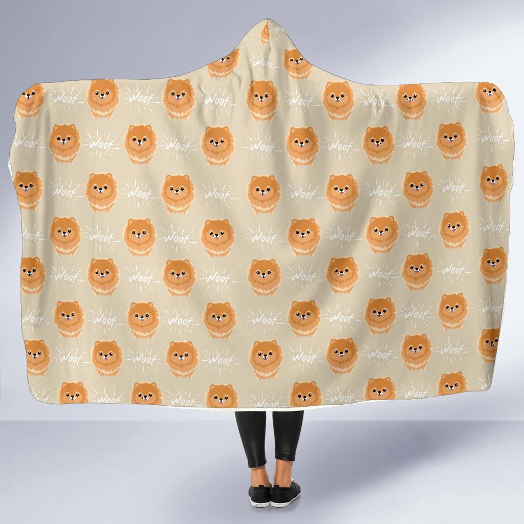 Pomeranian Dog Print Pattern Hooded Blanket-grizzshop