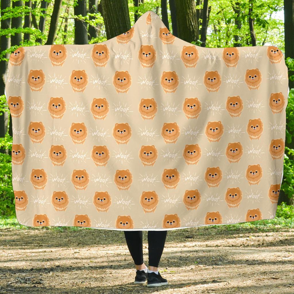 Pomeranian Dog Print Pattern Hooded Blanket-grizzshop