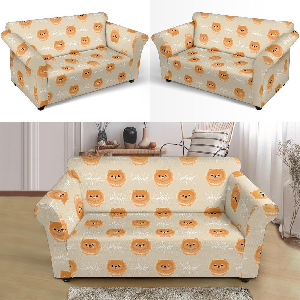 Pomeranian Dog Print Pattern Loveseat Cover-grizzshop