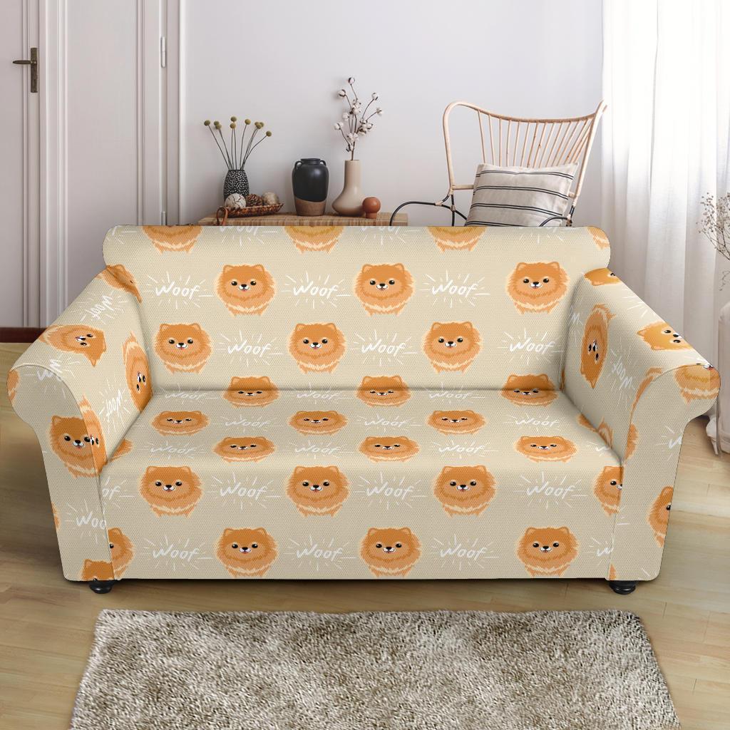 Pomeranian Dog Print Pattern Loveseat Cover-grizzshop