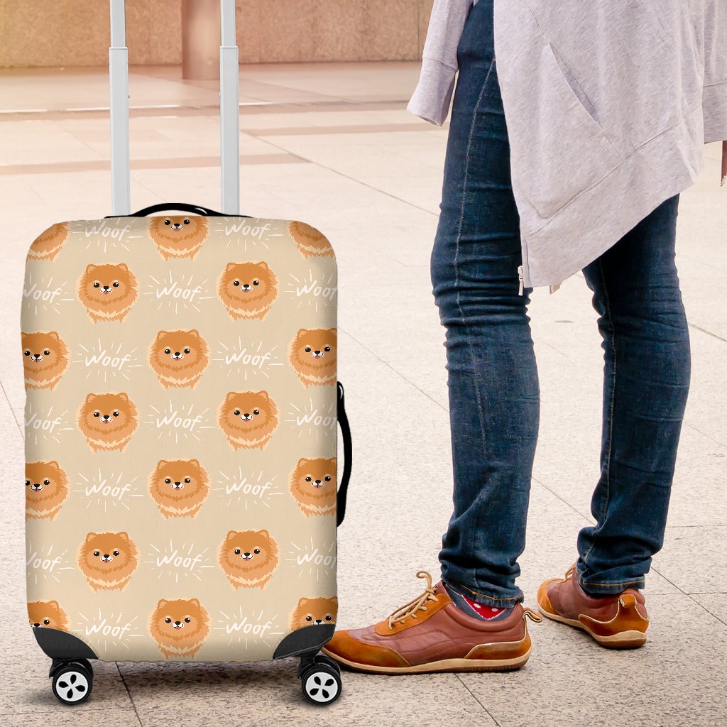 Pomeranian Dog Print Pattern Luggage Cover Protector-grizzshop