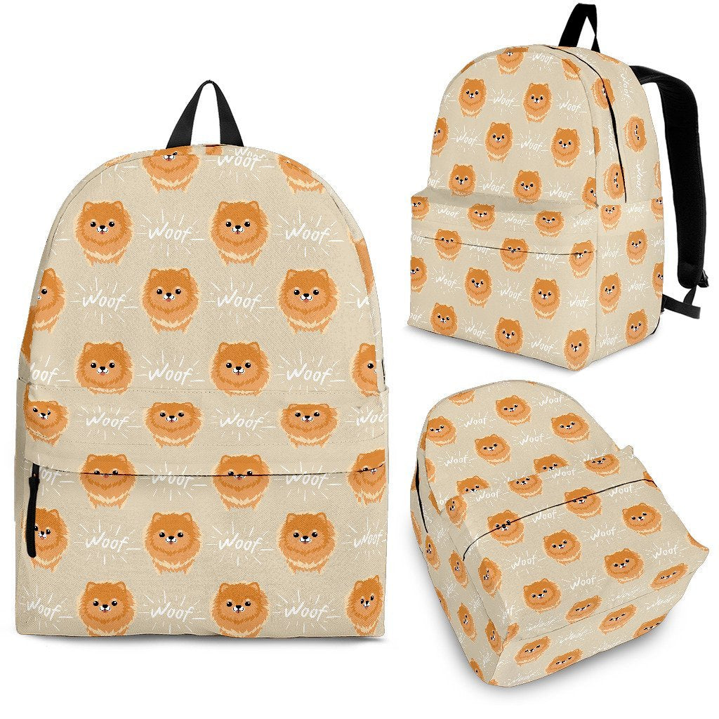 Pomeranian Dog Print Pattern Premium Backpack-grizzshop