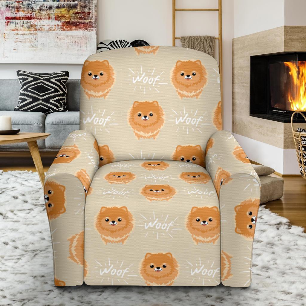 Pomeranian Dog Print Pattern Recliner Cover-grizzshop