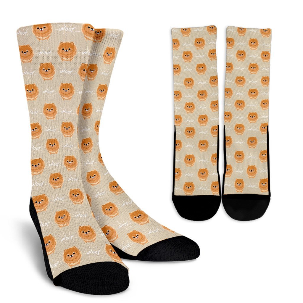 Pomeranian Dog Print Pattern Unisex Crew Socks-grizzshop