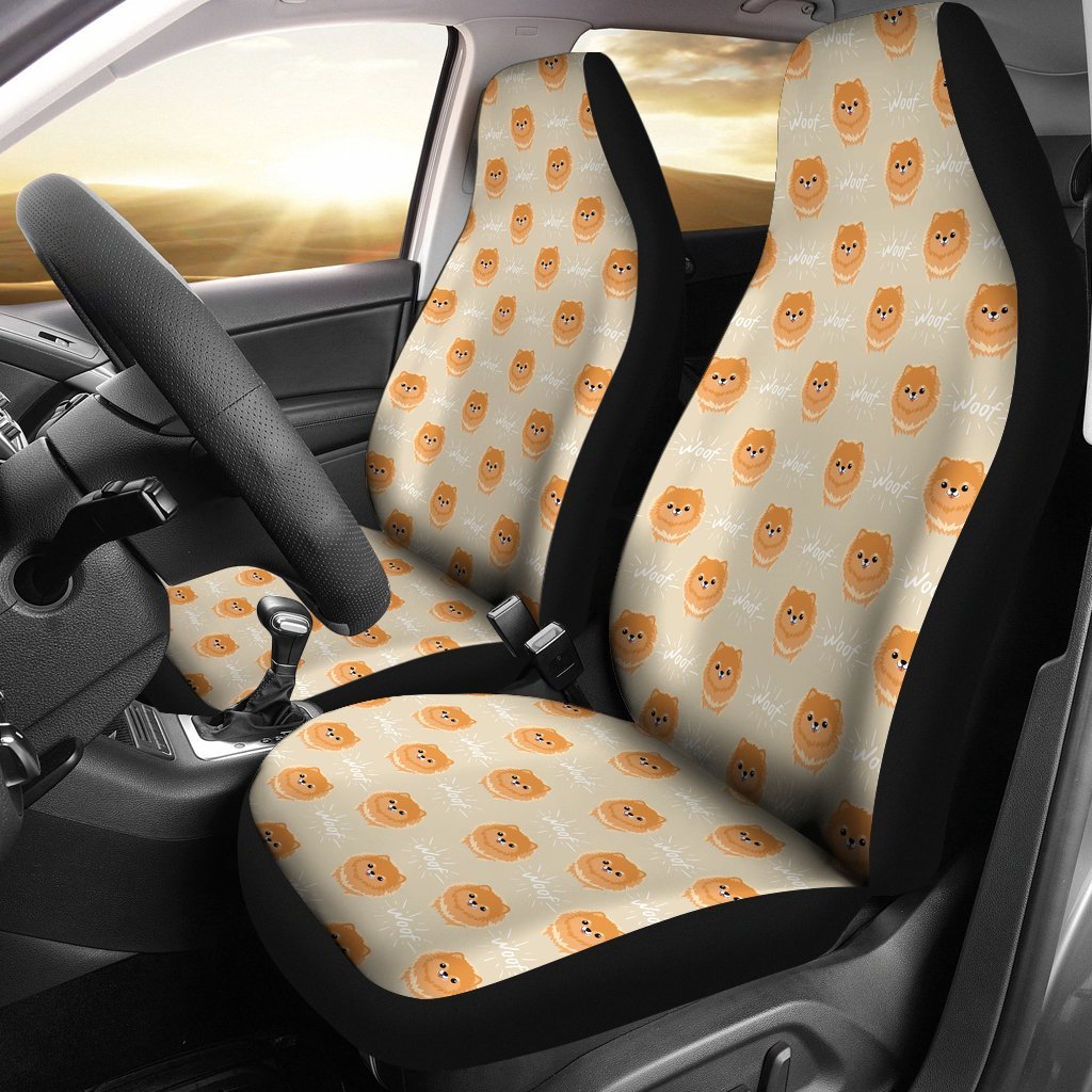 Pomeranian Dog Print Pattern Universal Fit Car Seat Cover-grizzshop