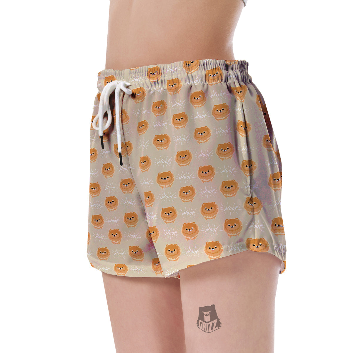 Pomeranian Dog Print Pattern Women's Shorts-grizzshop