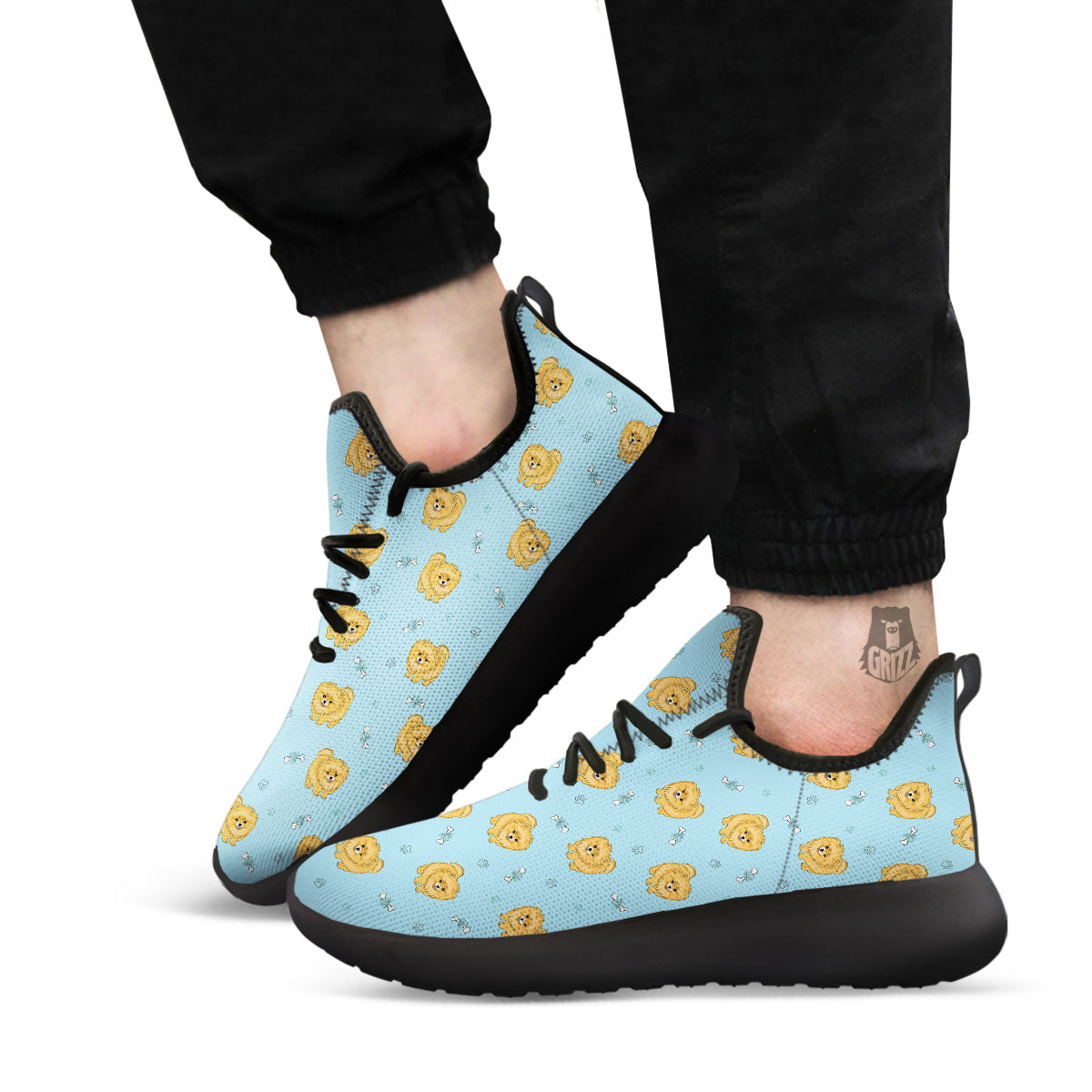 Pomeranian Little Print Pattern Black Athletic Shoes-grizzshop
