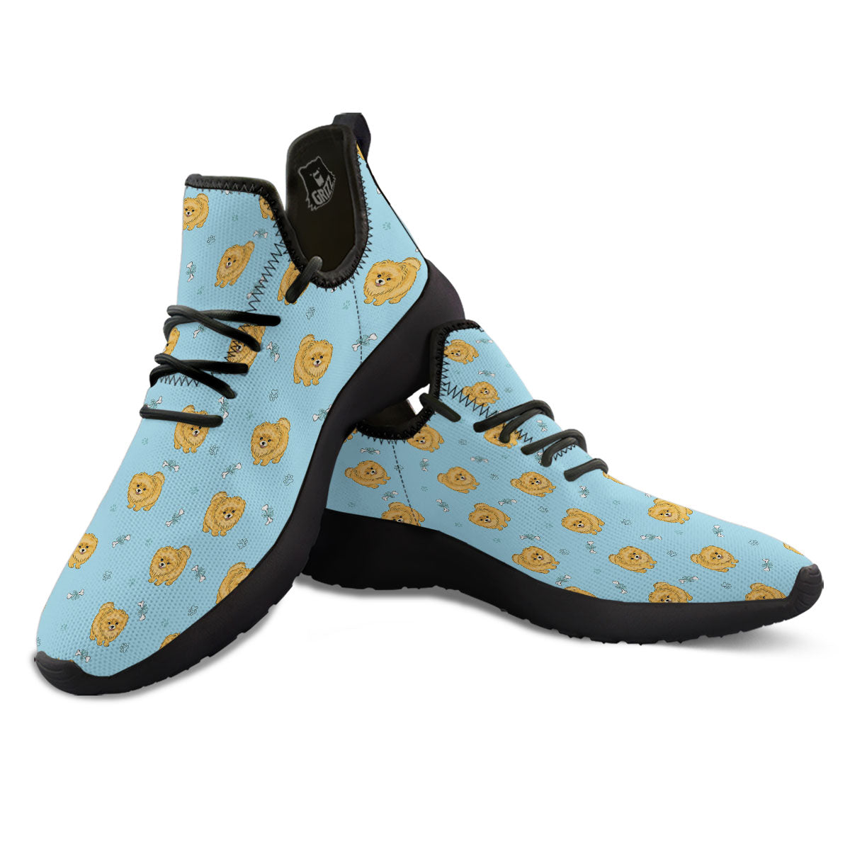 Pomeranian Little Print Pattern Black Athletic Shoes-grizzshop