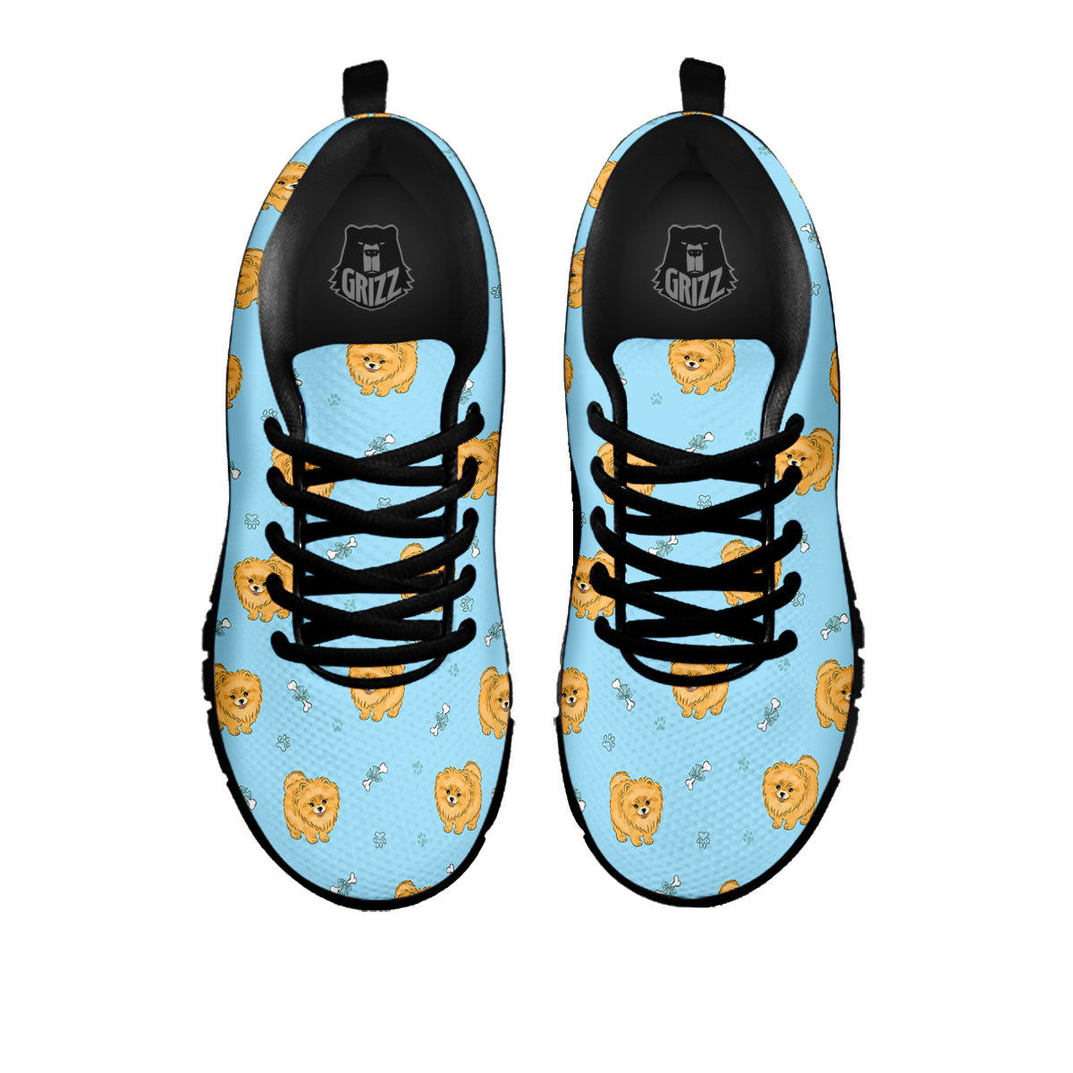Pomeranian Little Print Pattern Black Sneaker-grizzshop