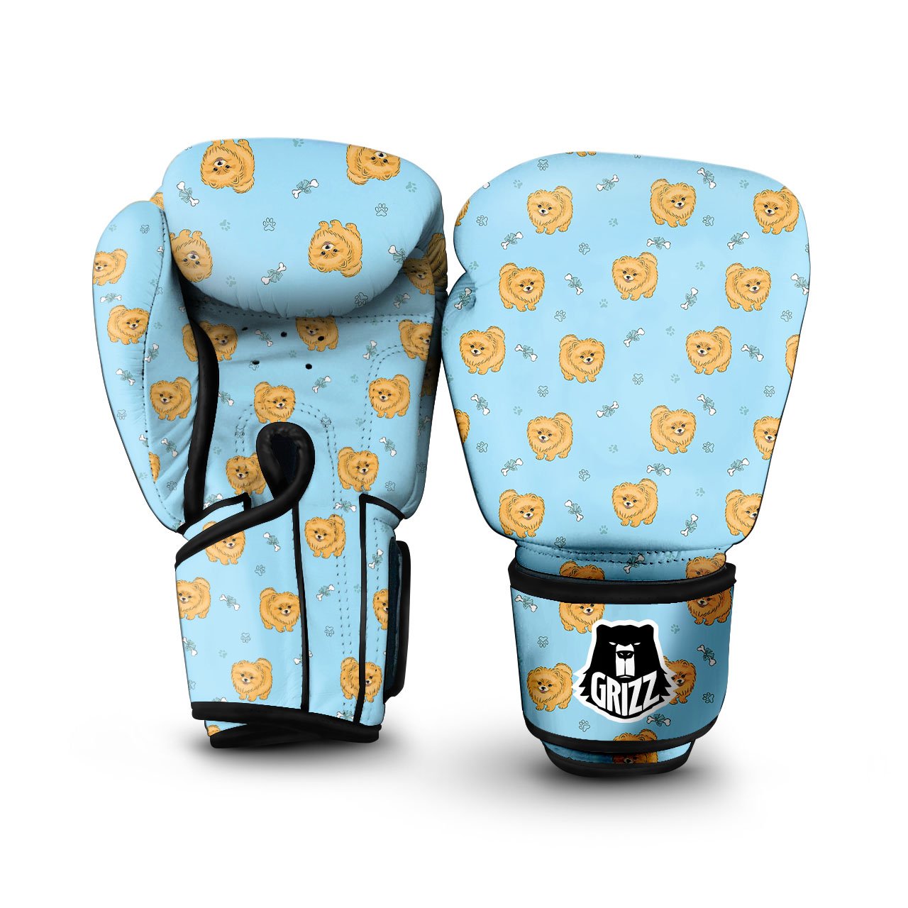 Pomeranian Little Print Pattern Boxing Gloves-grizzshop