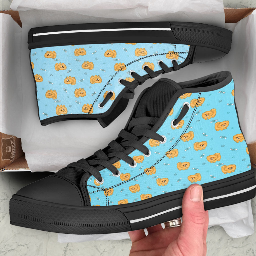 Pomeranian Little Print Pattern High Top Shoes-grizzshop