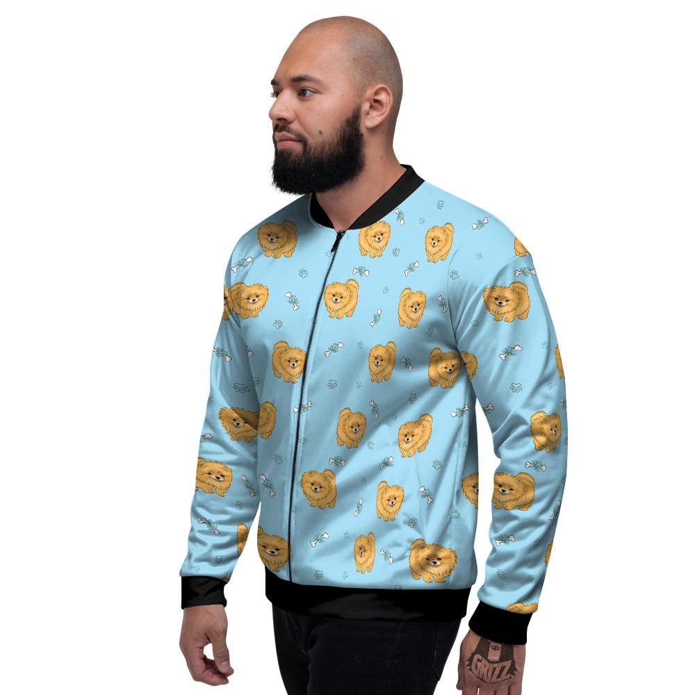 Pomeranian Little Print Pattern Men's Bomber Jacket-grizzshop