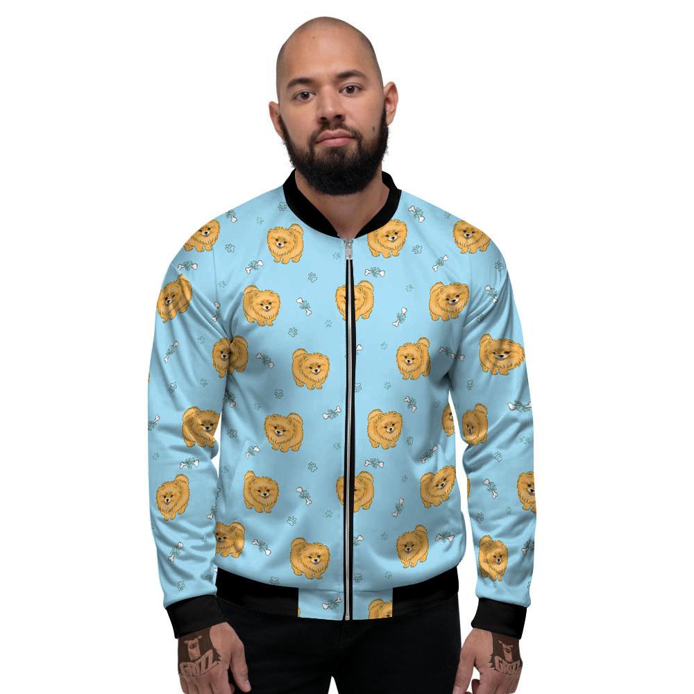 Pomeranian Little Print Pattern Men's Bomber Jacket-grizzshop