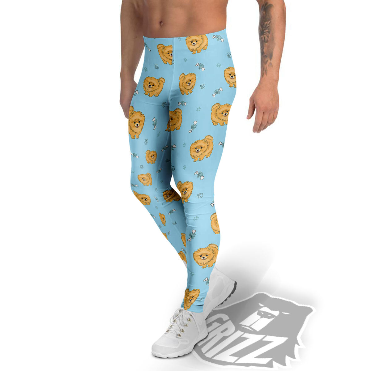Pomeranian Little Print Pattern Men's Leggings-grizzshop