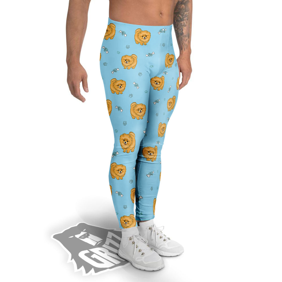 Pomeranian Little Print Pattern Men's Leggings-grizzshop