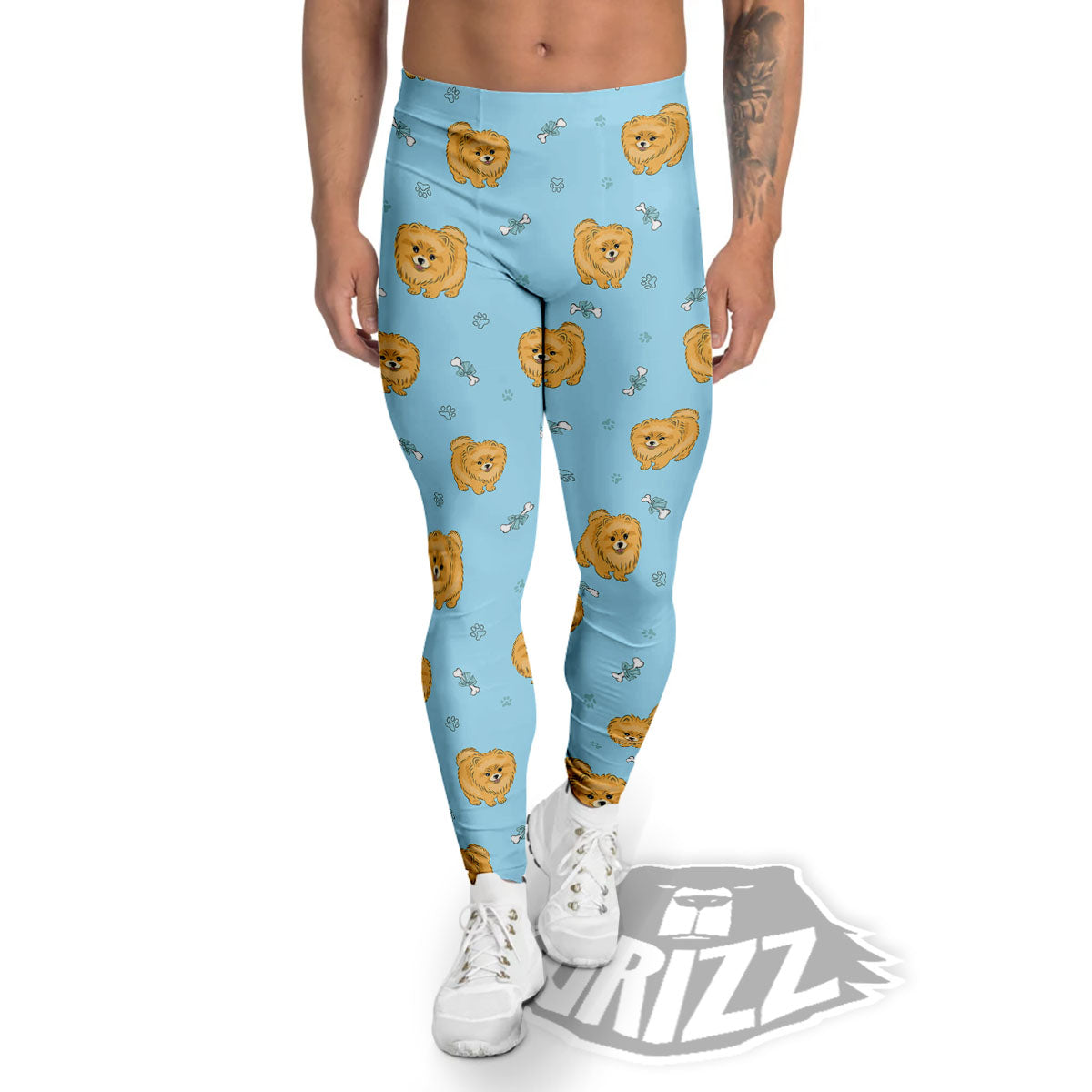 Pomeranian Little Print Pattern Men's Leggings-grizzshop