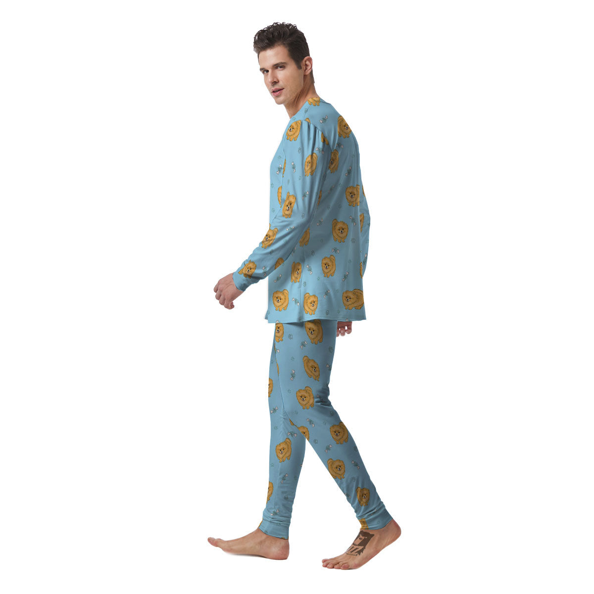 Pomeranian Little Print Pattern Men's Pajamas-grizzshop