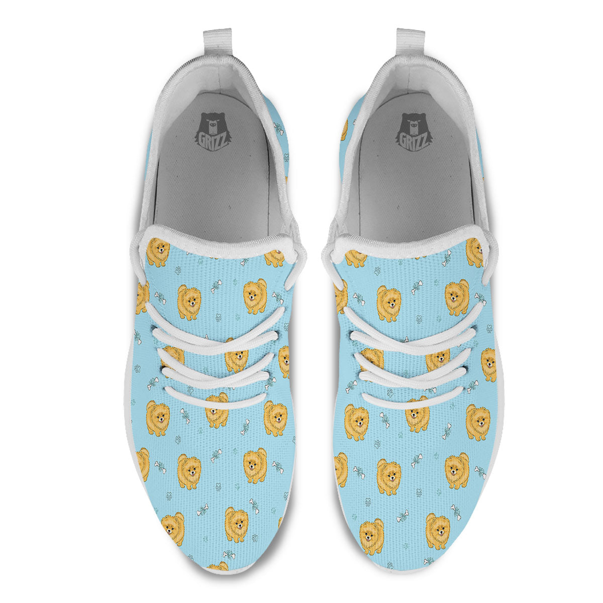 Pomeranian Little Print Pattern White Athletic Shoes-grizzshop