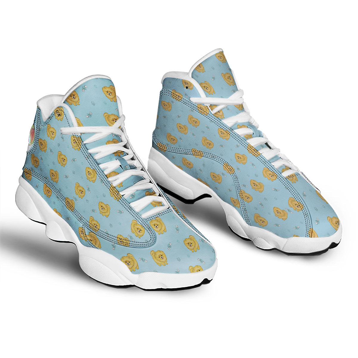 Pomeranian Little Print Pattern White Basketball Shoes-grizzshop