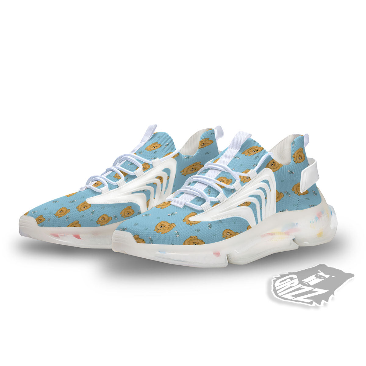 Pomeranian Little Print Pattern White Gym Shoes-grizzshop