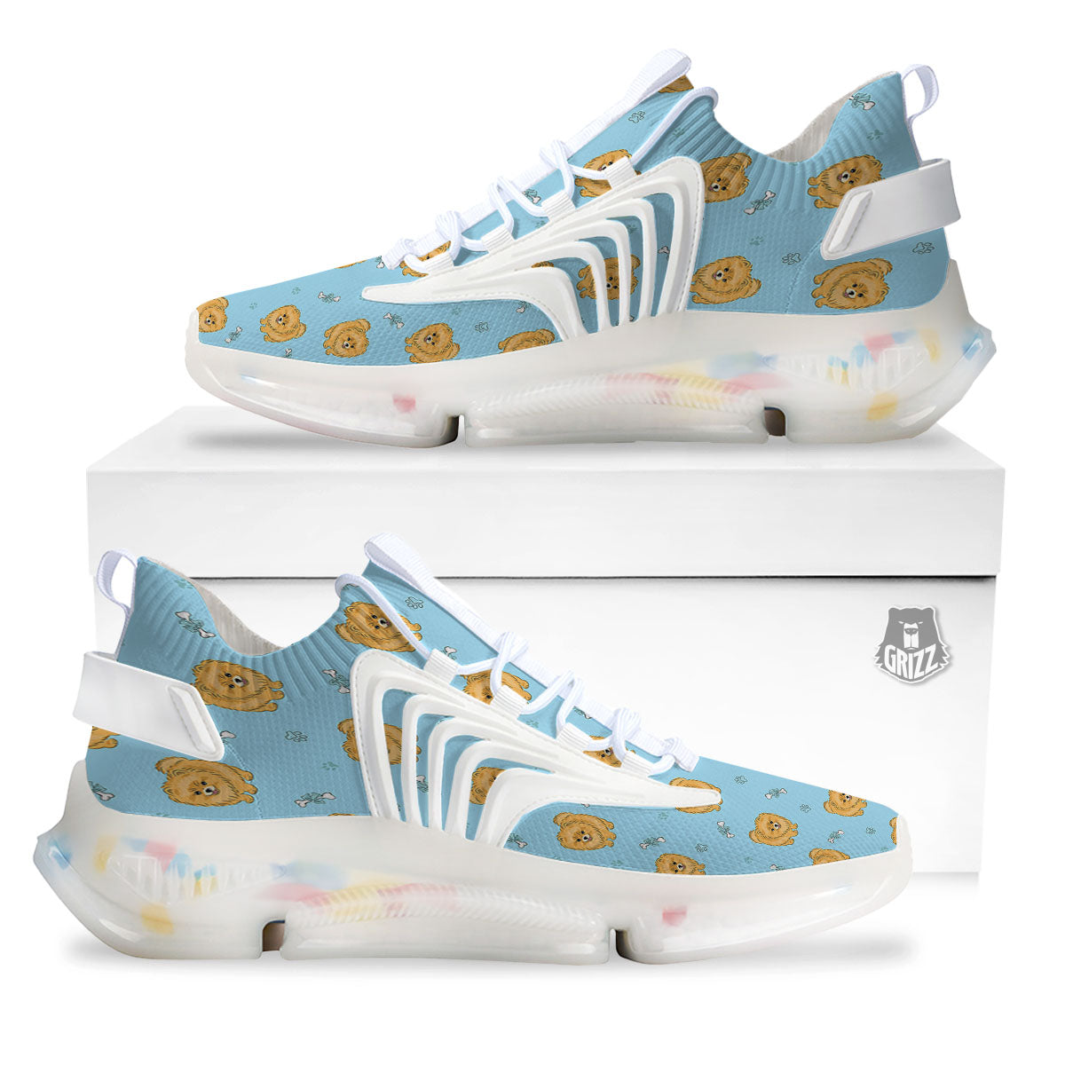 Pomeranian Little Print Pattern White Gym Shoes-grizzshop