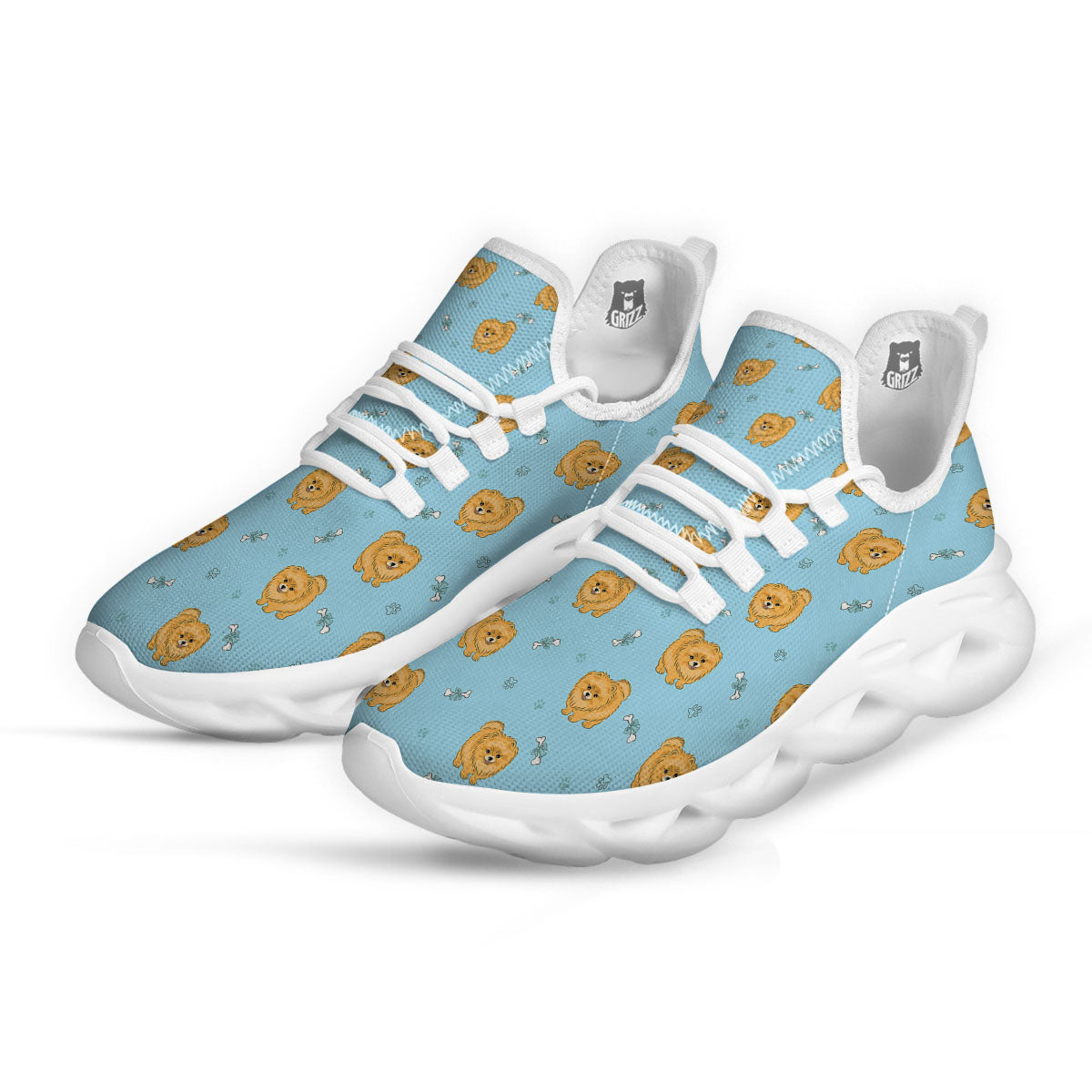 Pomeranian Little Print Pattern White Running Shoes-grizzshop