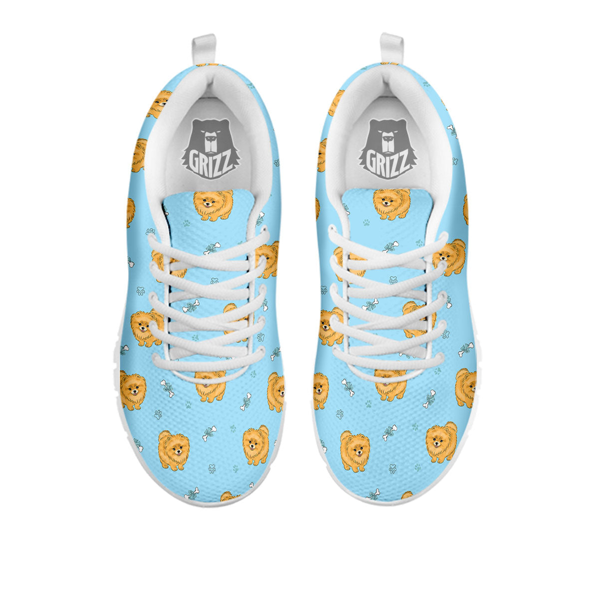 Pomeranian Little Print Pattern White Sneaker-grizzshop