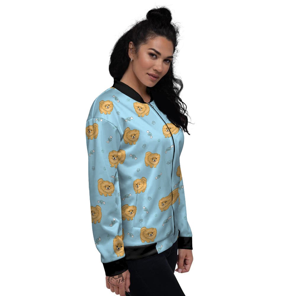 Pomeranian Little Print Pattern Women's Bomber Jacket-grizzshop