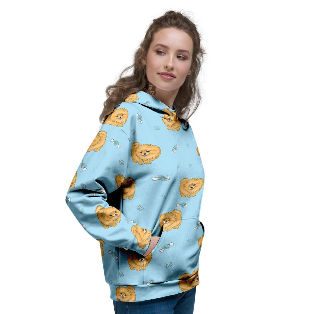 Pomeranian Little Print Pattern Women's Hoodie-grizzshop