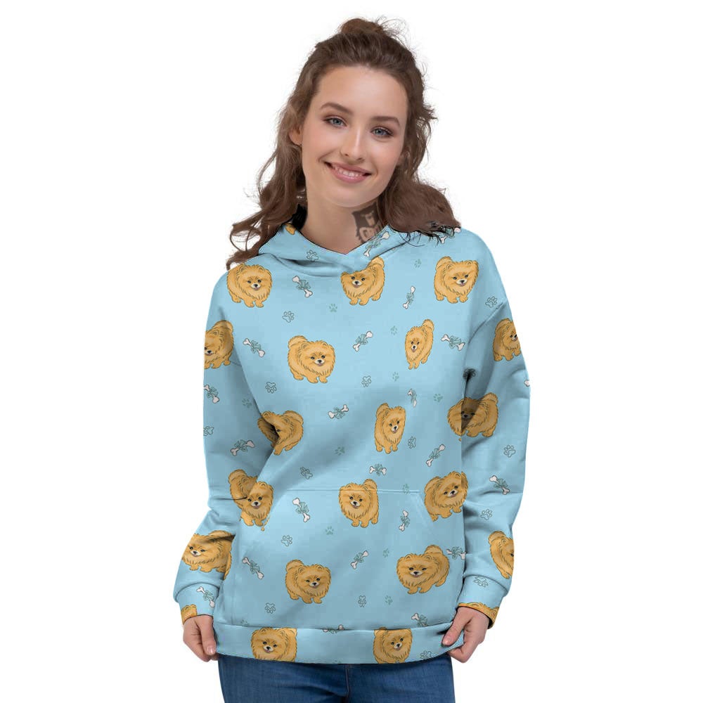 Pomeranian Little Print Pattern Women's Hoodie-grizzshop