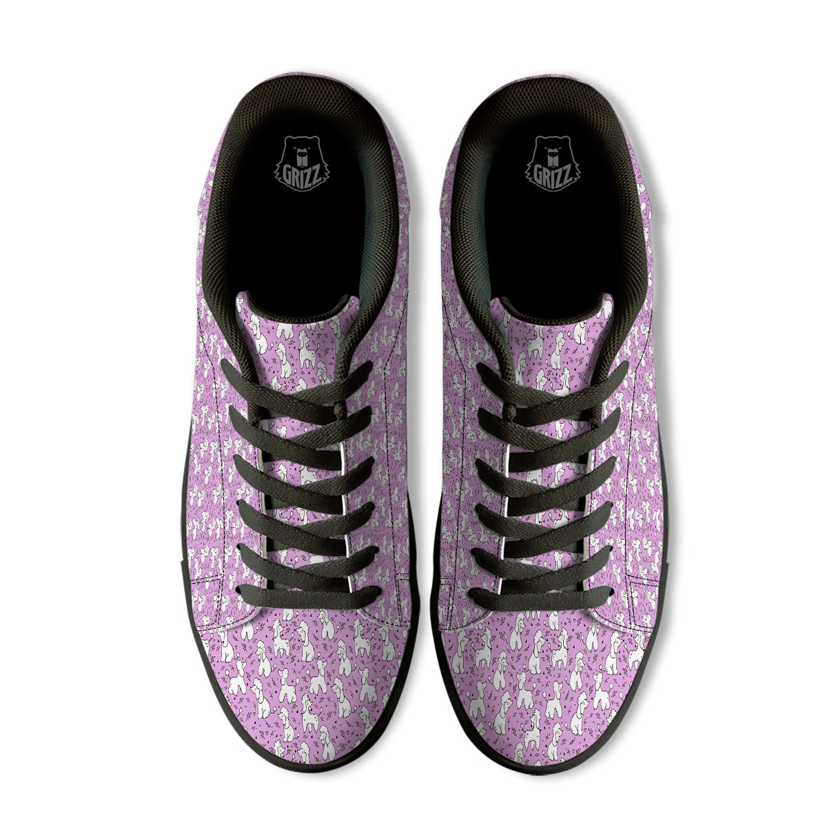 Poodle Cute Print Pattern Black Low Top Sneakers-grizzshop