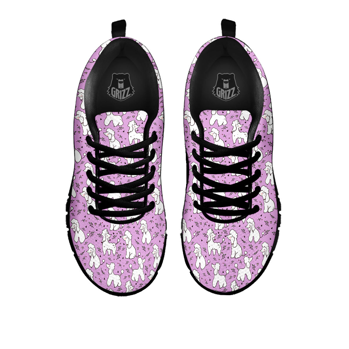 Poodle Cute Print Pattern Black Sneaker-grizzshop