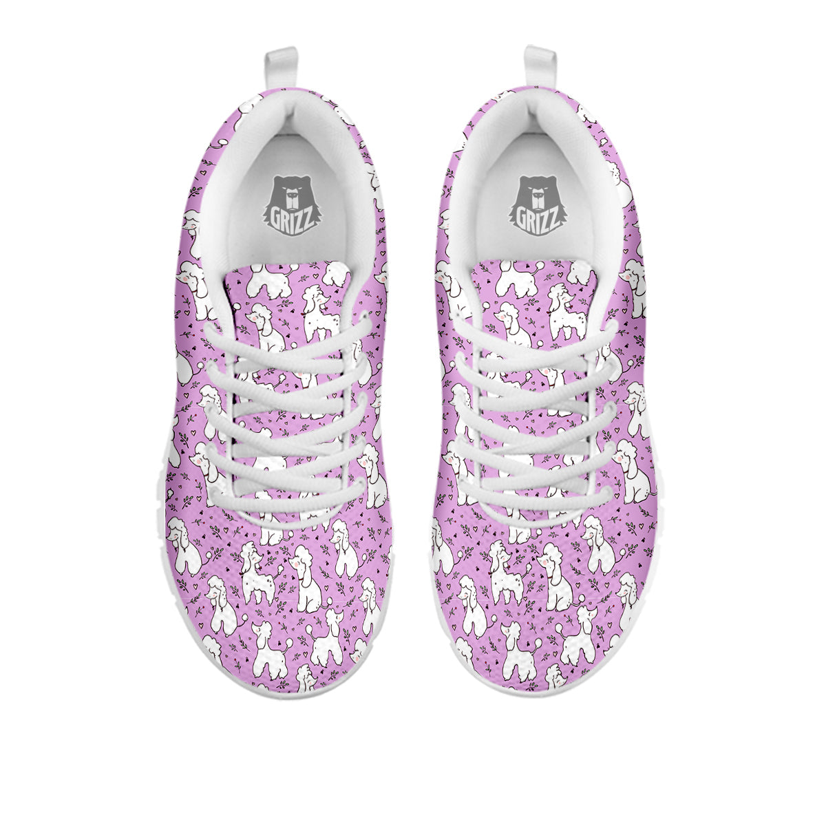Poodle Cute Print Pattern White Sneaker-grizzshop