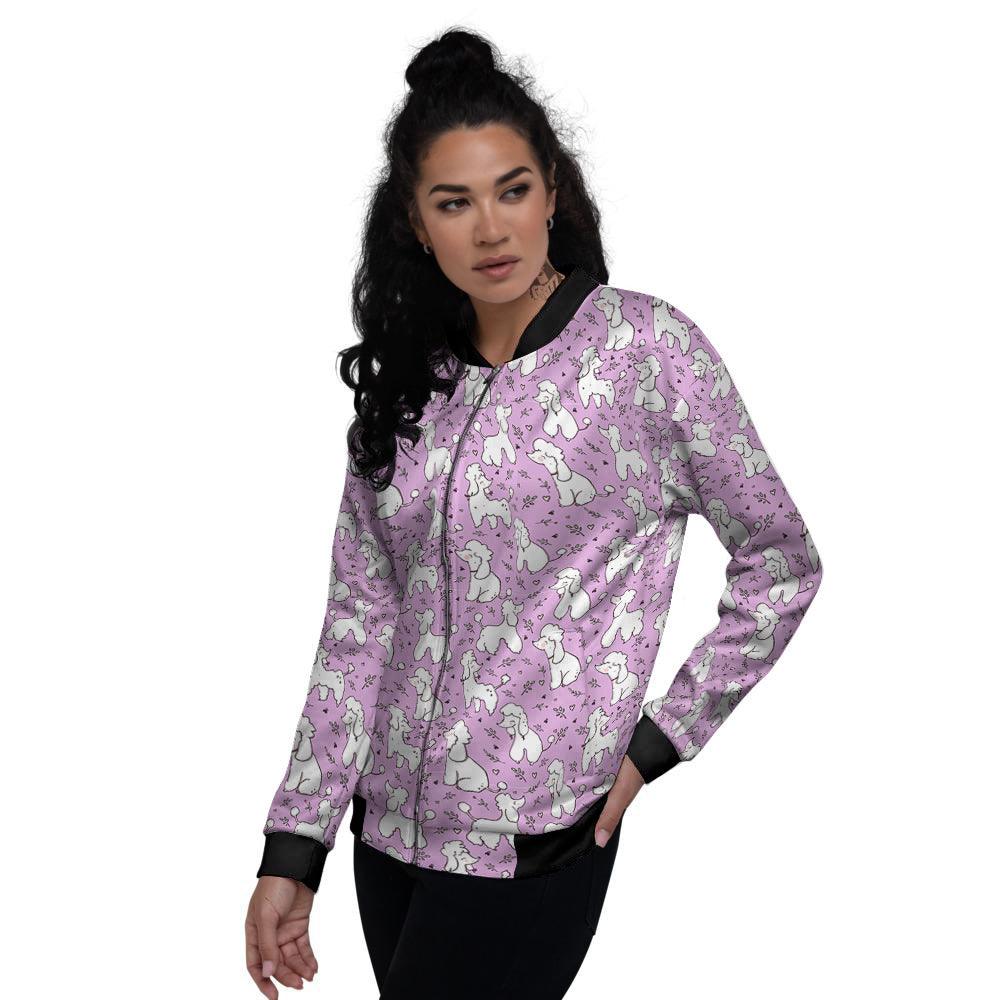 Poodle Cute Print Pattern Women's Bomber Jacket-grizzshop