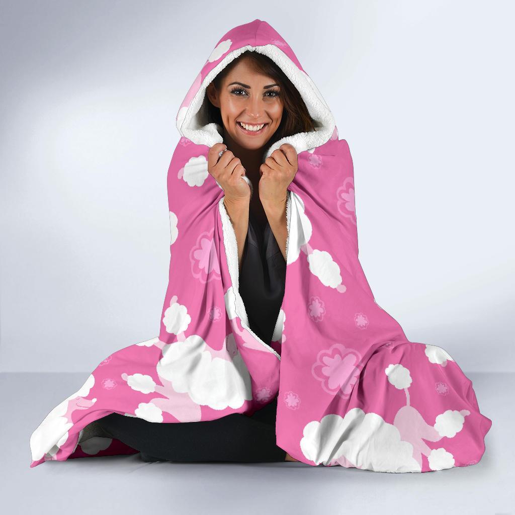 Poodle Dog Pattern Print Hooded Blanket-grizzshop