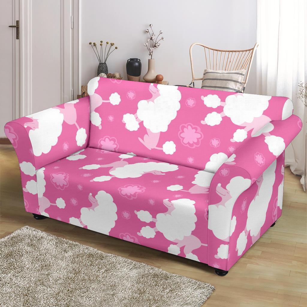 Poodle Dog Pattern Print Loveseat Cover-grizzshop