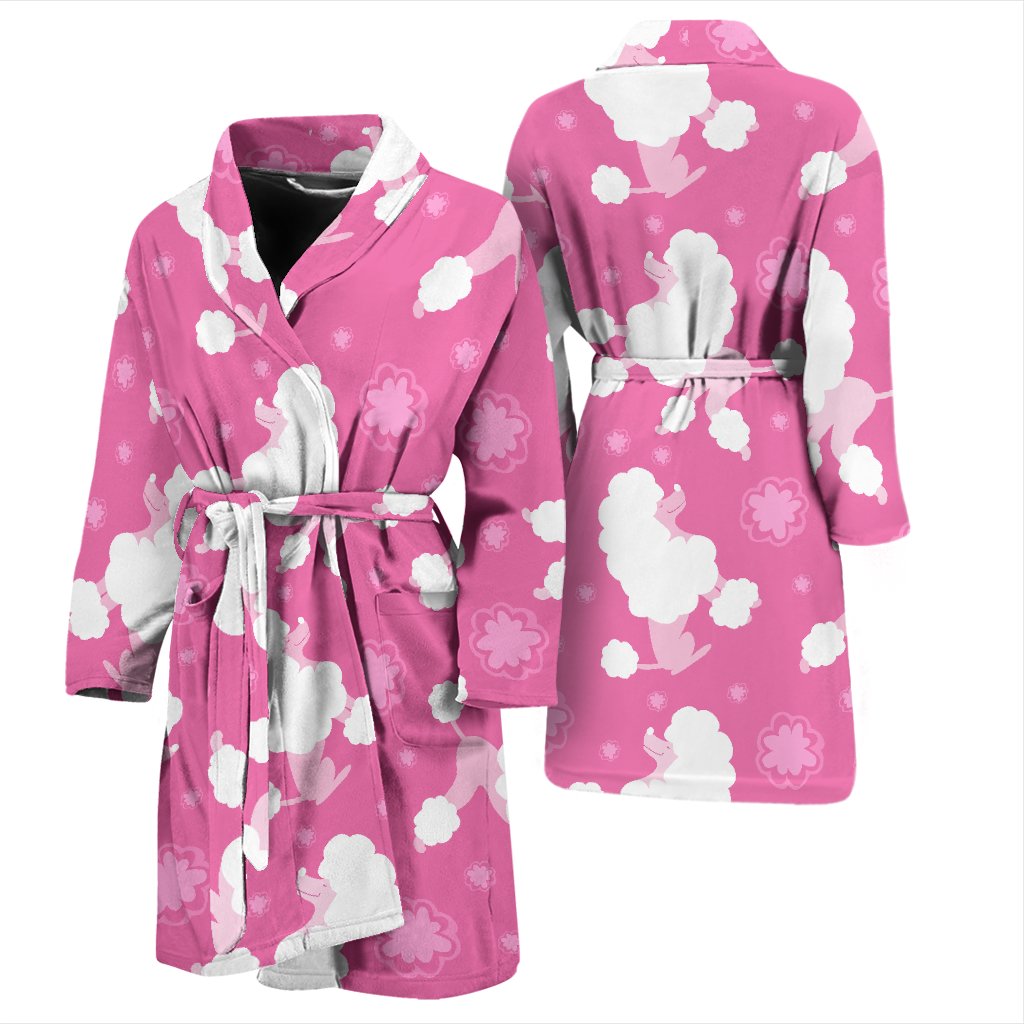 Poodle Dog Pattern Print Men Long Robe-grizzshop
