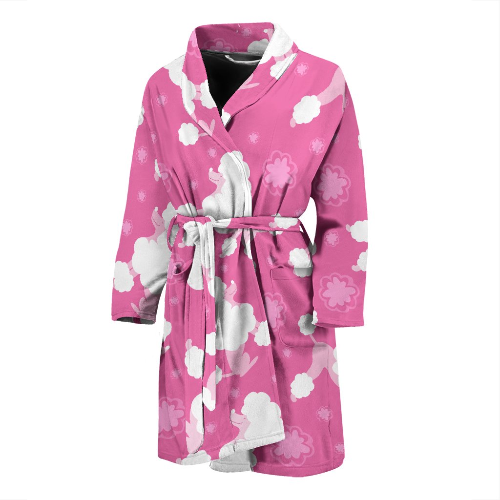 Poodle Dog Pattern Print Men Long Robe-grizzshop