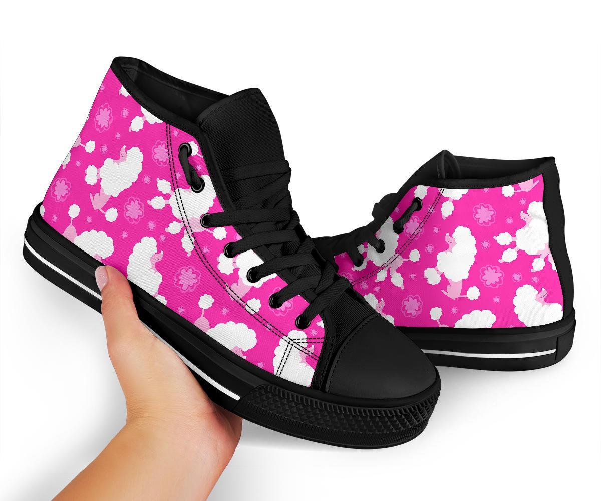 Poodle Dog Pattern Print Men Women's High Top Shoes-grizzshop