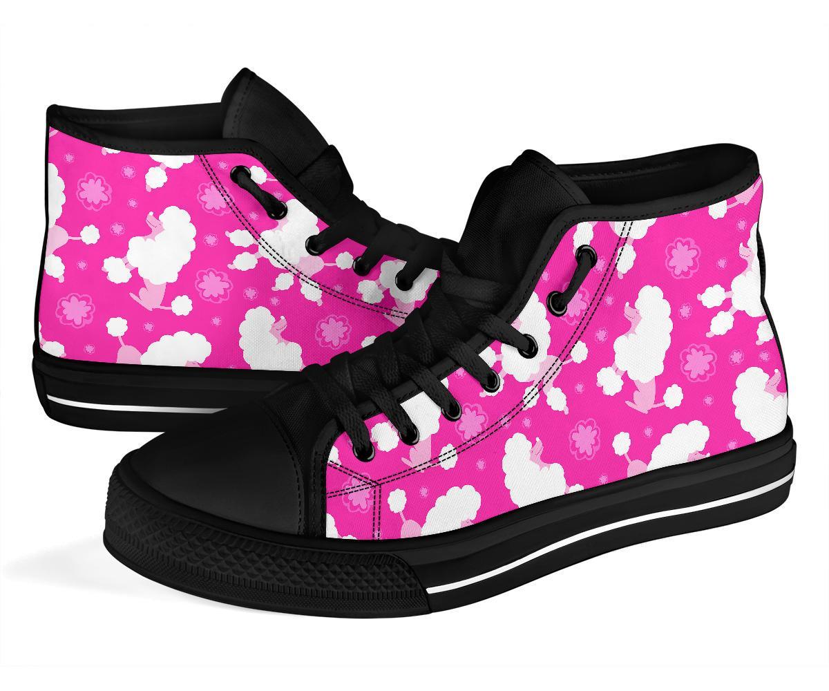 Poodle Dog Pattern Print Men Women's High Top Shoes-grizzshop