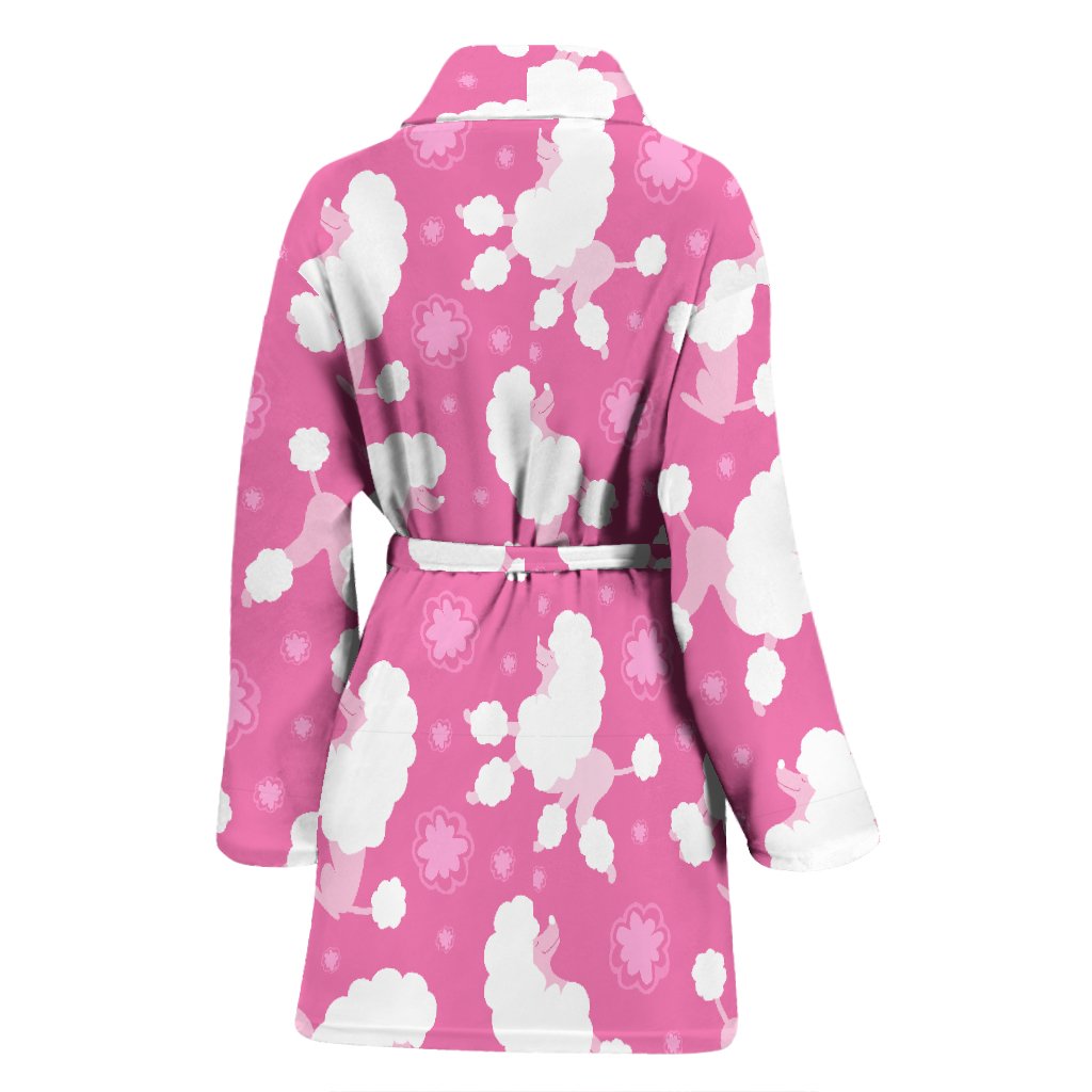 Poodle Dog Pattern Print Women Long Robe-grizzshop