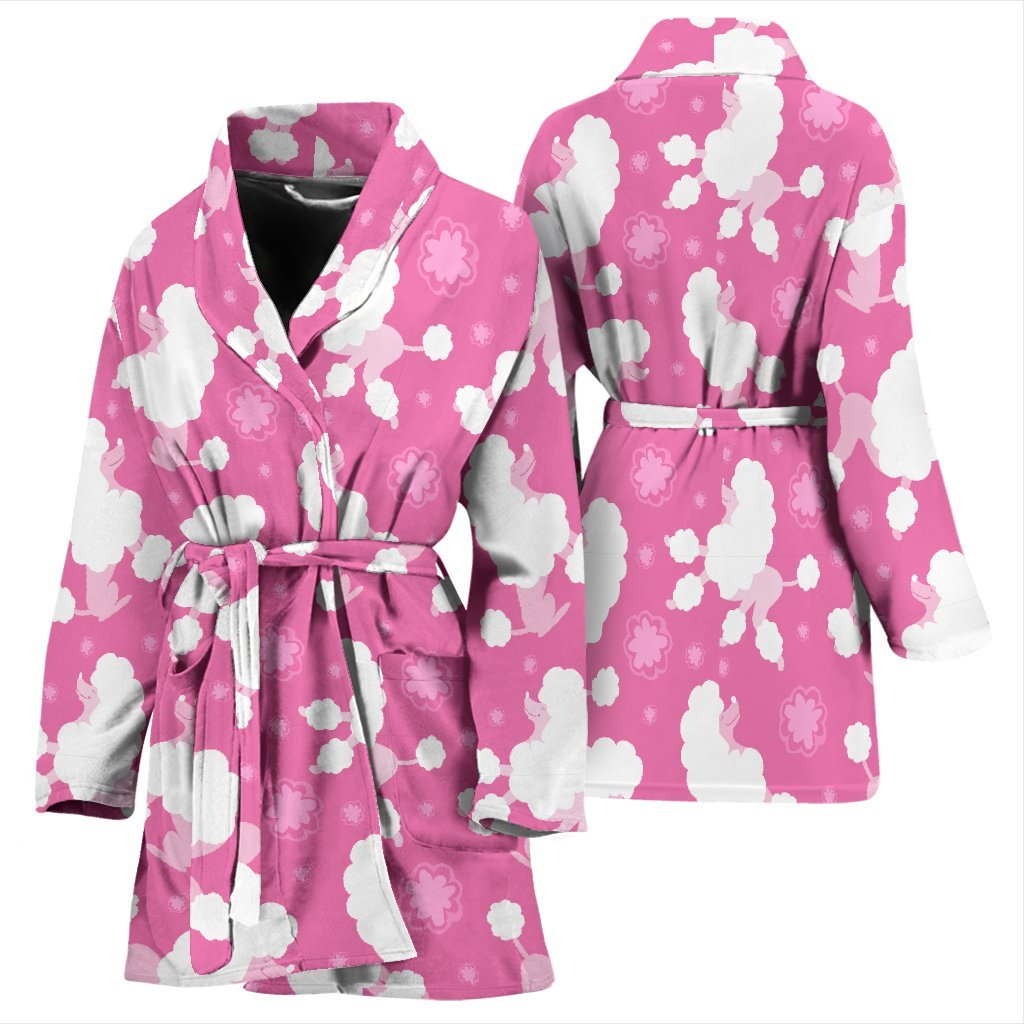 Poodle Dog Pattern Print Women Long Robe-grizzshop