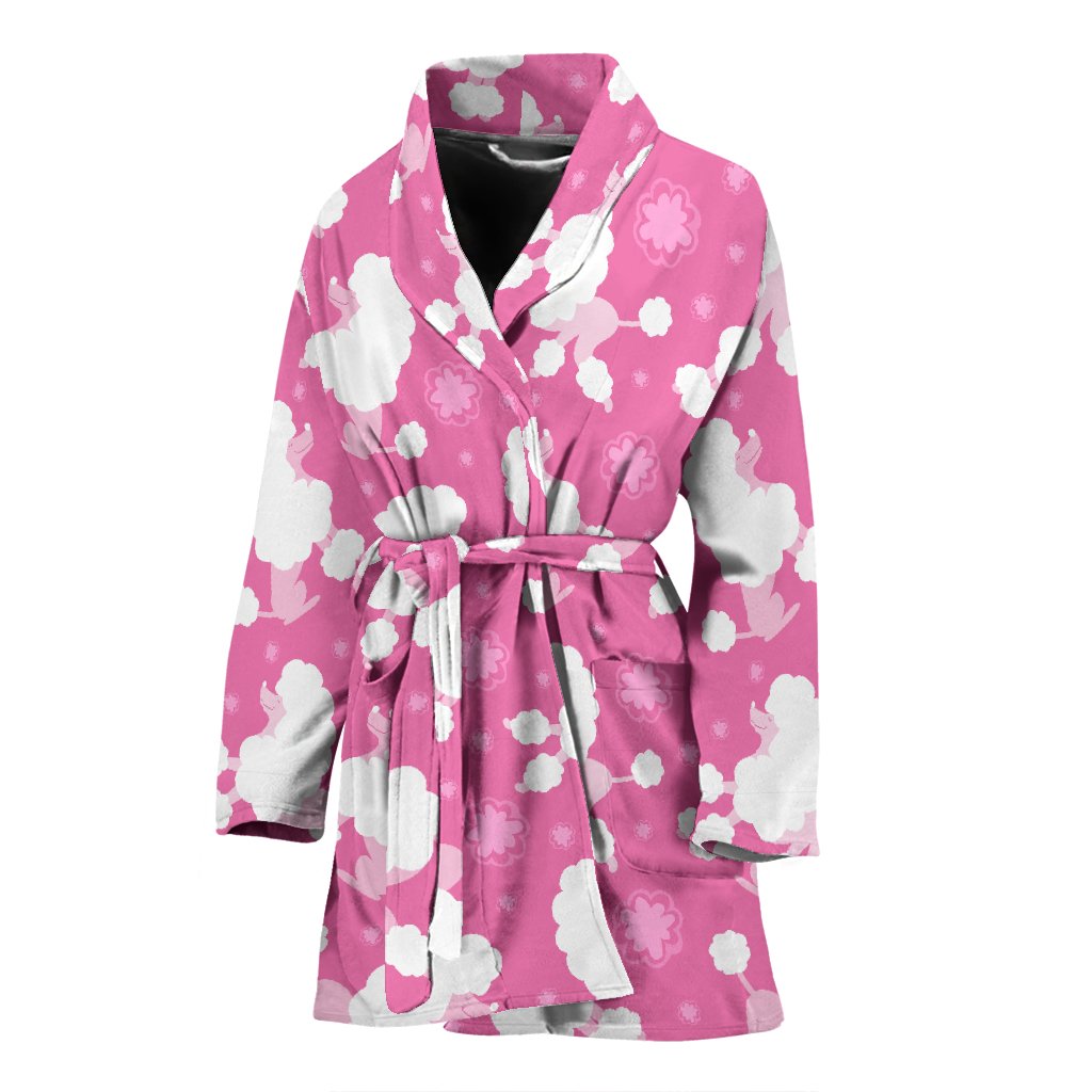 Poodle Dog Pattern Print Women Long Robe-grizzshop