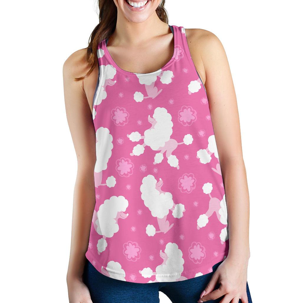 Poodle Dog Pattern Print Women's Racerback Tank Tops-grizzshop